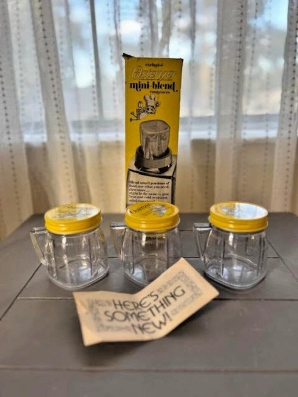 Osterizer Mini Blend Store Jars Set 3 8 oz Oster Plastic Containers Vintage
